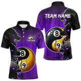 Maxcorners Funny Ying And Yang Eyes Of Wolf Billiard Shirts For Men Custom 8 & 9 Ball Billiard Jerseys |Purple