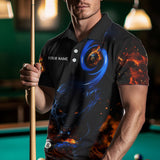 Maxcorners Personalized Orange And Blue Flaming 3D Panther Billiard Shirts For Men, Cool Team Billiard Jerseys