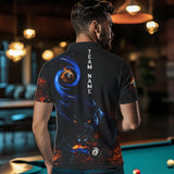 Maxcorners Personalized Orange And Blue Flaming 3D Panther Billiard Shirts For Men, Cool Team Billiard Jerseys