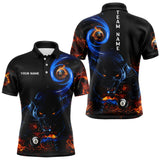 Maxcorners Personalized Orange And Blue Flaming 3D Panther Billiard Shirts For Men, Cool Team Billiard Jerseys