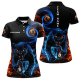 Maxcorners Personalized Orange And Blue Flaming 3D Panther Billiard Shirts For Men, Cool Team Billiard Jersey
