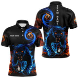 Maxcorners Personalized Orange And Blue Flaming 3D Panther Billiard Shirts For Men And Women, Cool Team Billiard Jerseys