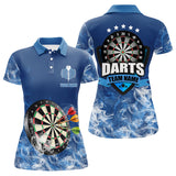 Maxcorners Personalized Blue 3D Dartboard Smoke Darts Polo Shirts For Women Custom Team Name Darts Jerseys