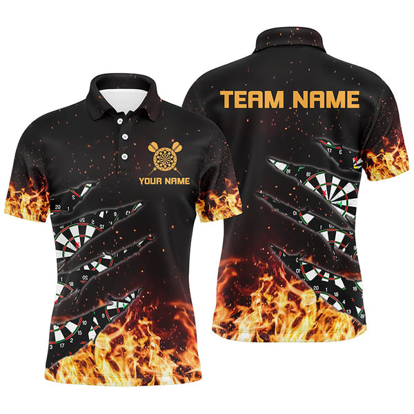 Personalized Dart Board Fire Flame Men Darts Polo Shirts