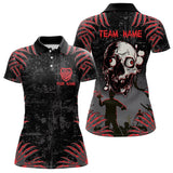 Maxcorners Funny Skull Claw Pattern Custom Men Billiard Shirts, Grunge Red Black Team Billiard Jerseys LM133