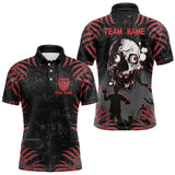 Maxcorners Funny Skull Claw Pattern Custom Men Billiard Shirts, Grunge Red Black Team Billiard Jerseys LM133