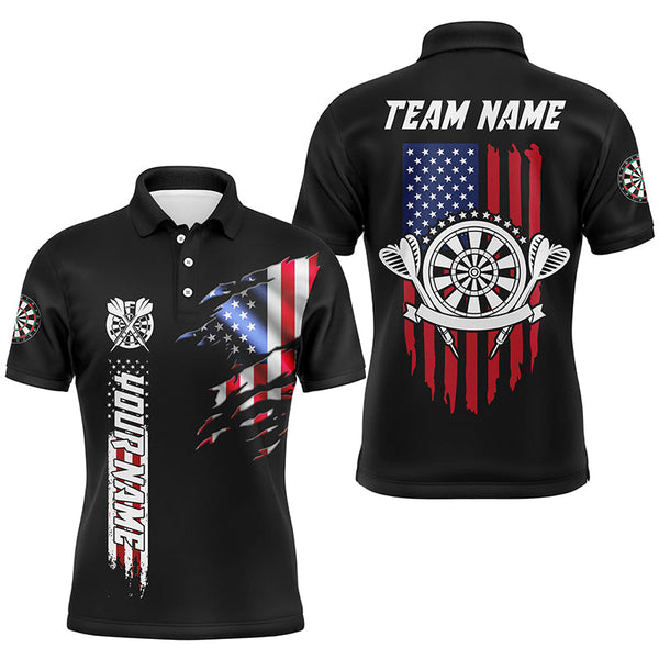 Personalized Retro American Flag Cracked Dart Men Dart Polo Shirts