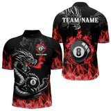 Maxcorners Personalized Red Flaming Dragon 8 Ball Billiard Shirts For Men Custom Team League Billiard Jerseys  LM2206