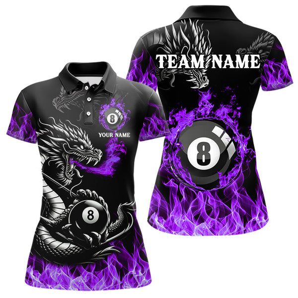 Maxcorners Personalized Purple Flaming Dragon 8 Ball Billiard Shirt For Men, Team League Billiard Jerseys  LM2206
