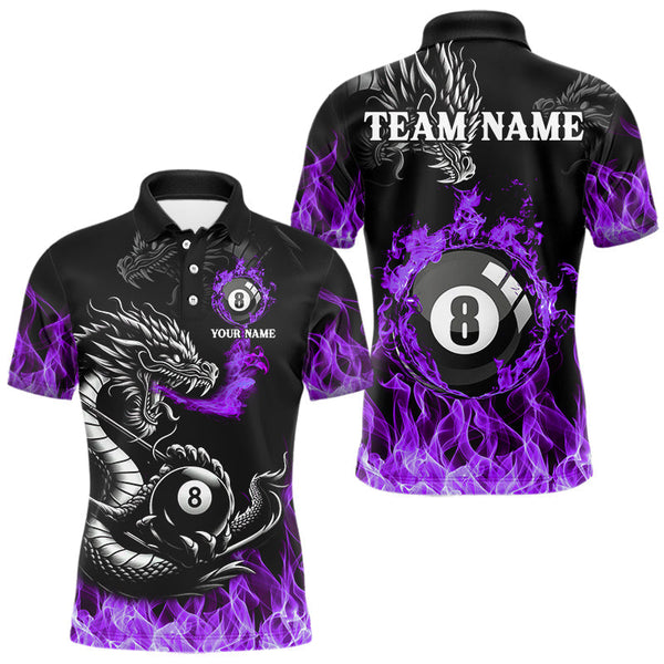 Maxcorners Personalized Purple Flaming Dragon 8 Ball Billiard Shirt For Men, Team League Billiard Jerseys  LM2206