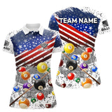 Maxcorners Personalized White Grunge American Flag Billiard Shirt For Men, Patriotic 8 Ball Pool Team Jerseys  LM2206