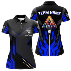 Maxcorners Personalized Blue Black 8 Ball Pool Shirt For Men Custom Billiard League Team Jersey Polo, 1/4 Zip MT2306