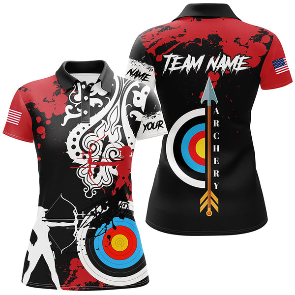 Maxcorners Personalized Grunge Tribal Archery Shirts For Men Custom Archery Jerseys For Team Archer |Red