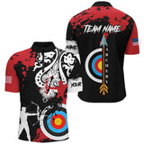 Maxcorners Personalized Grunge Tribal Archery Shirts For Men Custom Archery Jerseys For Team Archer |Red