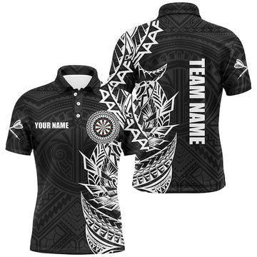Maxcorners Personalized Black White Tribal Darts Polo & Quarter Zip Custom Dart Shirts For Men Dart Jerseys