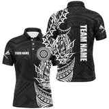Maxcorners Personalized Black White Tribal Darts Polo & Quarter Zip Custom Dart Shirts For Men Dart Jerseys