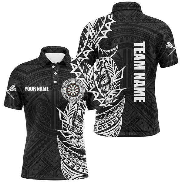 Maxcorners Personalized Black White Tribal Darts Polo & Quarter Zip Custom Dart Shirts For Men Dart Jerseys