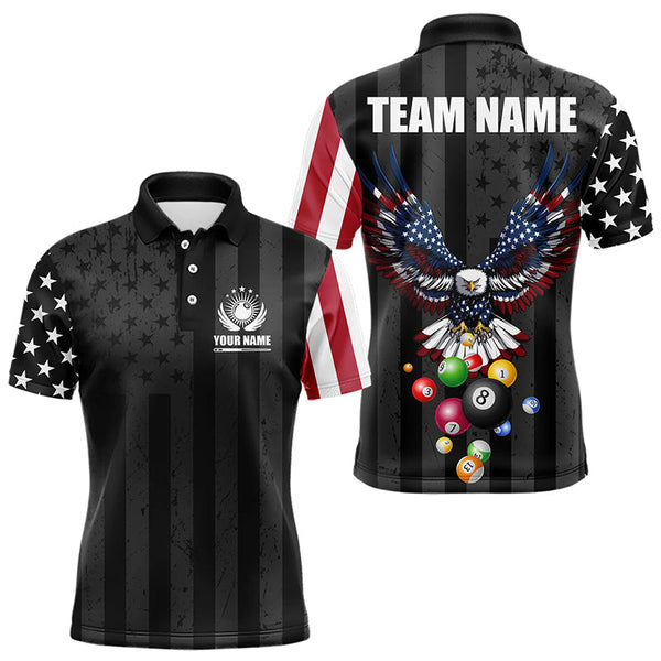 Maxcorners Personalized Eagle American Flag Billiard Balls Pool Shirt For Men, Patriotic Billiard Shirt Jersey