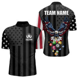 Maxcorners Personalized Eagle American Flag Billiard Balls Pool Shirt For Men, Patriotic Billiard Shirt Jersey