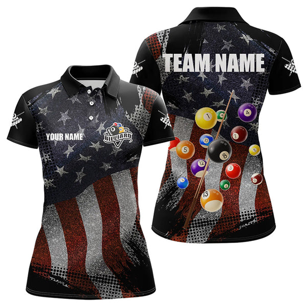 Maxcorners Retro American Flag Patriotic Billiard Shirts For Men Custom 3D Billiard Balls Pool Team Jerseys