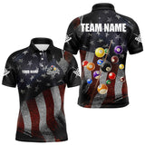 Maxcorners Retro American Flag Patriotic Billiard Shirts For Men Custom 3D Billiard Balls Pool Team Jerseys