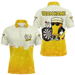 Maxcorners Personalized Yellow Funny Beer Darts Shirt For Men Custom Darts Jersey Team Polo & 1/4 Zip TU1512