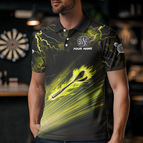 Maxcorners Thunder Lightning Custom Cobra Snake Yellow Men Dart Shirts Best Dart Jerseys Dart Team Shirts