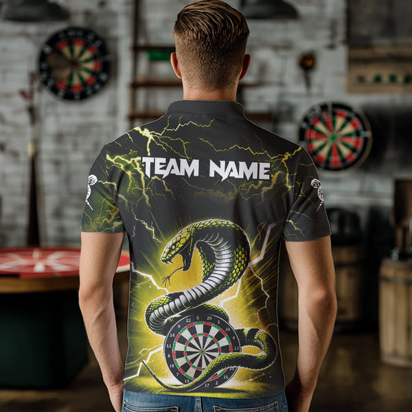 Maxcorners Thunder Lightning Custom Cobra Snake Yellow Men Dart Shirts Best Dart Jerseys Dart Team Shirts