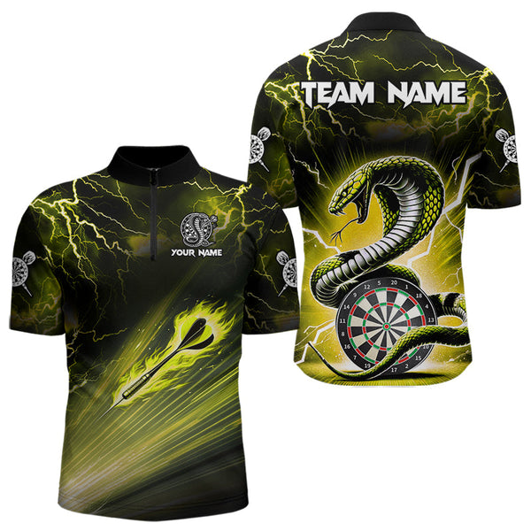 Maxcorners Thunder Lightning Custom Cobra Snake Yellow Men Dart Shirts Best Dart Jerseys Dart Team Shirts
