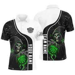 Maxcorners Personalized Grunge Skull Crack Wall Men Dart Shirts Custom Darts League Team Jerseys |Green