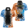 Maxcorners Personalized Orange And Blue Dartboard Icy Men Dart Shirts Custom Dart Jerseys Polo & 1/4 Zip
