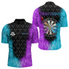 Maxcorners Personalized Blue And Purple Dartboard Fire Flame 3D Printed Men Darts Shirts Custom Darts Jersey