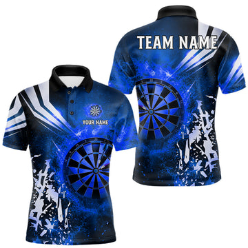 Maxcorners Personalized Fire Dartboard Blue Darts Shirts For Men Custom Darts Team Jersey Polo & Quarter Zip