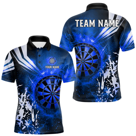 Maxcorners Personalized Fire Dartboard Blue Darts Shirts For Men Custom Darts Team Jersey Polo & Quarter Zip