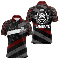 Maxcorners Red Camo American Flag Darts Jersey For Men Custom Grunge Darts Shirt Team Polo & Quarter Zip LM1610
