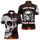 Maxcorners Personalized Red Fiery Crack Skull Dart Shirts Custom Scary Dart Shirts For Men Dart Jerseys