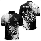 Maxcorners Grunge Black And White Dart Polo & Quarter Zip Custom Dart Shirts For Men, Retro Dart Jerseys