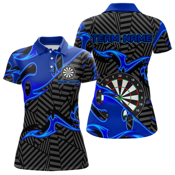 Maxcorners Personalized Black And Blue Darts Polo & Quarter Zip Custom Dart Shirts For Men And Women Darts Team Jerseys