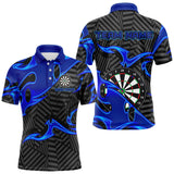 Maxcorners Personalized Black And Blue Darts Polo & Quarter Zip Custom Dart Shirts For Men And Women Darts Team Jerseys