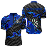 Maxcorners Personalized Black And Blue Darts Polo & Quarter Zip Custom Dart Shirts For Men And Women Darts Team Jerseys