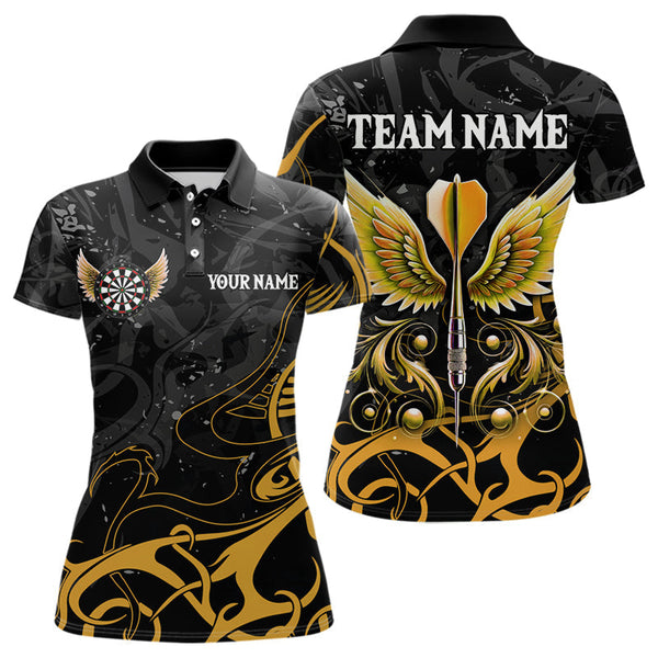 Maxcorners Personalized Yellow Black Darts Arrow Wings Dart Shirts For men Custom Dart Jerseys Team Outfit
