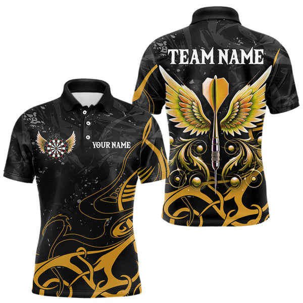 Maxcorners Personalized Yellow Black Darts Arrow Wings Dart Shirts For men Custom Dart Jerseys Team Outfit