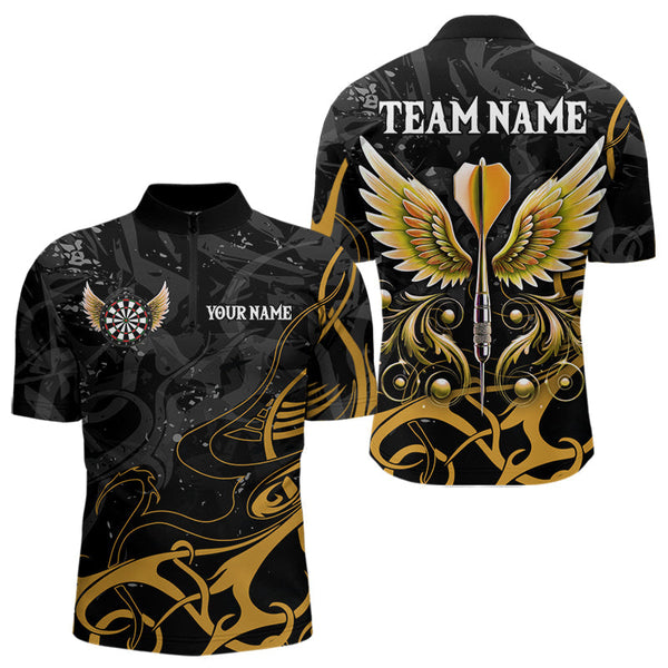 Maxcorners Personalized Yellow Black Darts Arrow Wings Dart Shirts For men Custom Dart Jerseys Team Outfit