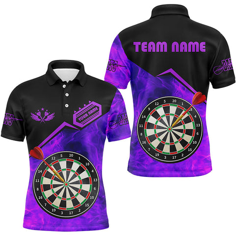 MaxCorners Dart Purple Fire Flame Jerseys Attire Customized Name, Team Name 3D Polo Shirt Unisex