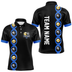 Maxcorners DNA Billiard 8 Ball & 9 Ball Shirts For Men Custom Funny Pool Jerseys Team Polo & 1/4 Zip |Blue TU1407