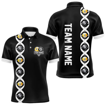 Maxcorners DNA Billiard 8 Ball & 9 Ball Shirts For Men Custom Funny Pool Jerseys Team Polo & 1/4 Zip |White LM1203