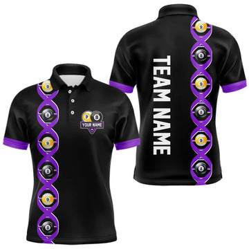 Maxcorners DNA Billiard 8 Ball & 9 Ball Shirts For Men Custom Funny Pool Jerseys Team Polo & 1/4 Zip |Purple LM1203