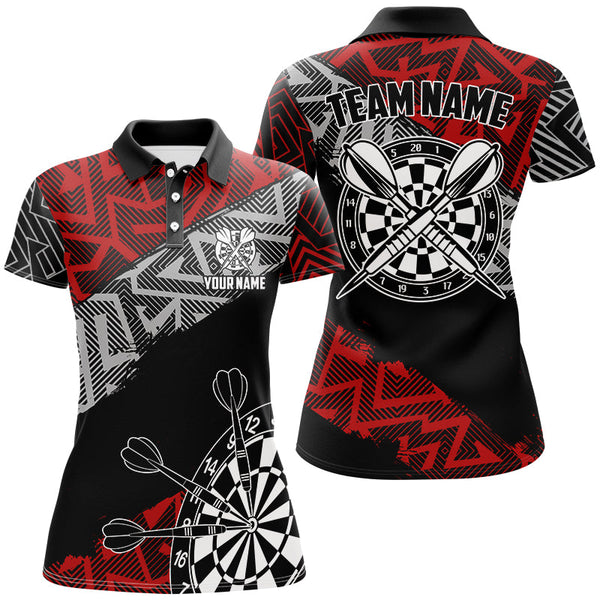 Maxcorners Red Zig-Zag Pattern Darts Jersey Customized Name 3D Shirt