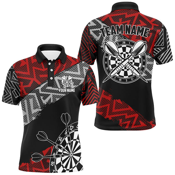 Maxcorners Red Zig-Zag Pattern Darts Jersey Customized Name 3D Shirt