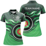 Maxcorners Personalized Green Archery Target Flame Men Polo & 1/4 Zip Shirts, Archery Shirts For Team Jerseys